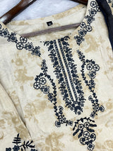 1451 Pakistani Embroidered Suit - Cream Beige