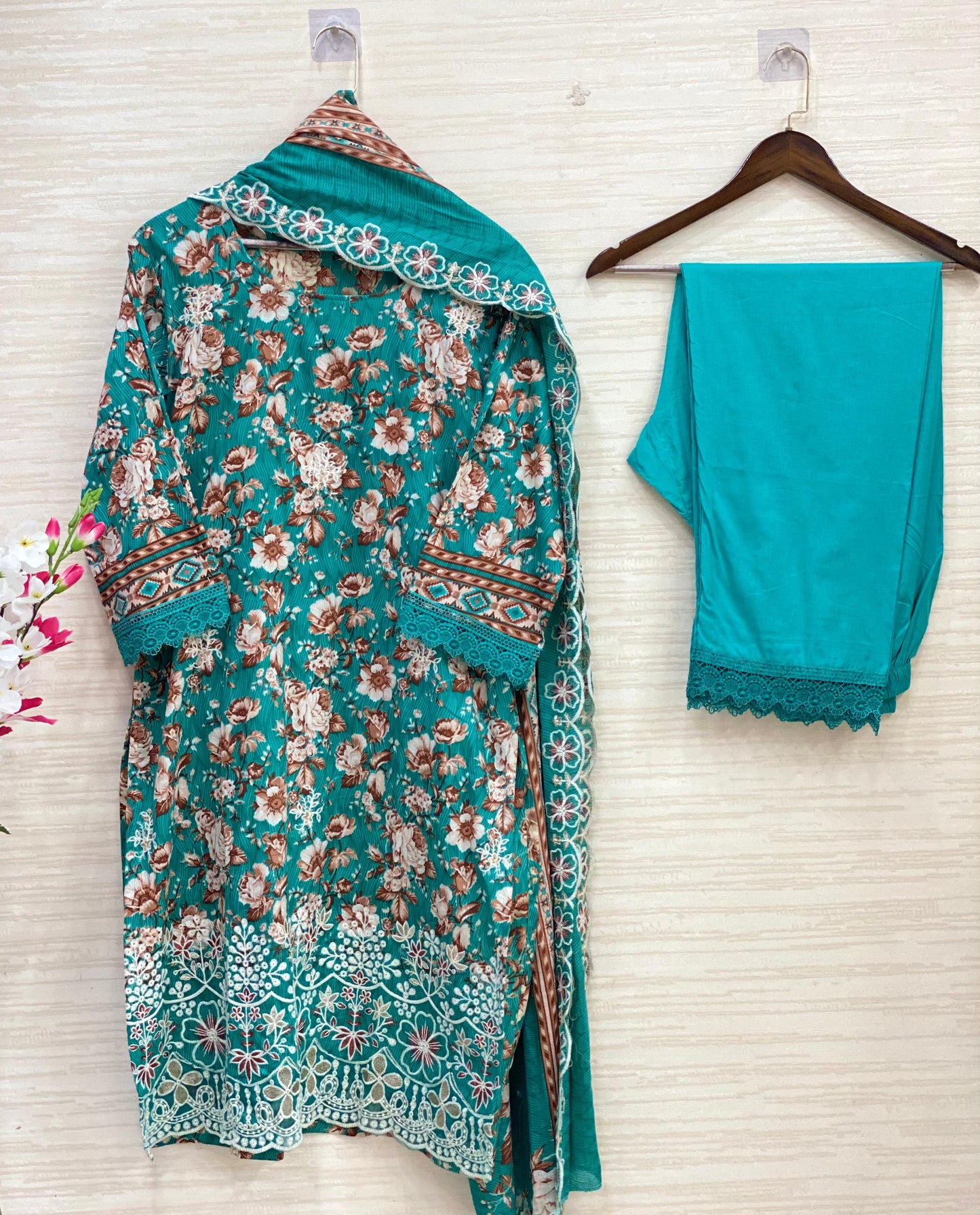 Code 568 HALA V NECK PAKISTANI LAWN COTTON SUIT