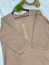 685 Lucknowi Long Kurti - Beige