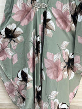 1099 Floral Kaftan Coord Set - Sage Green