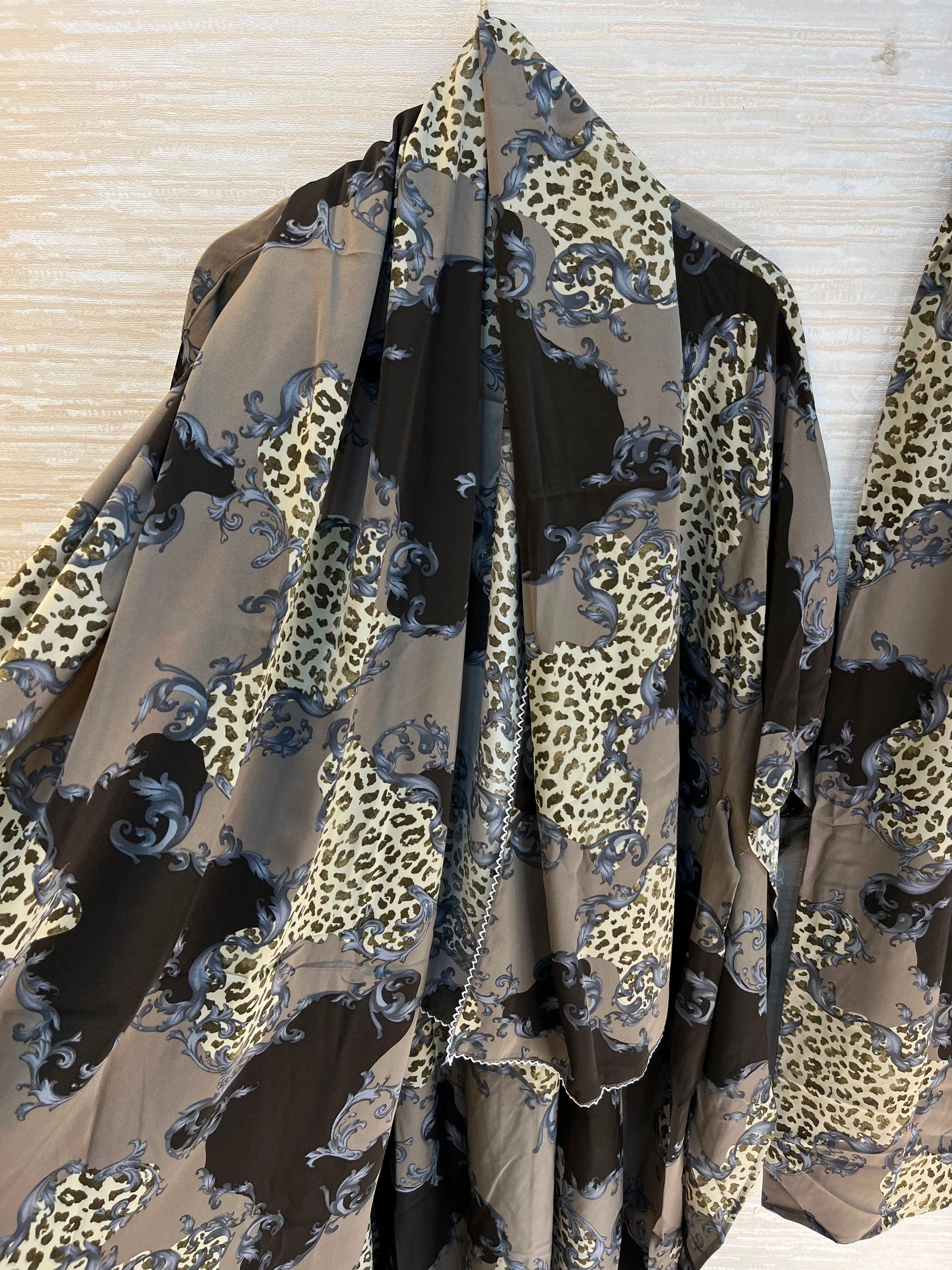 1099 Floral Kaftan Coord Set - Taupe Brown