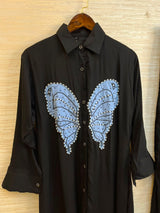 1190 Butterfly Linen Coord-Set - Black