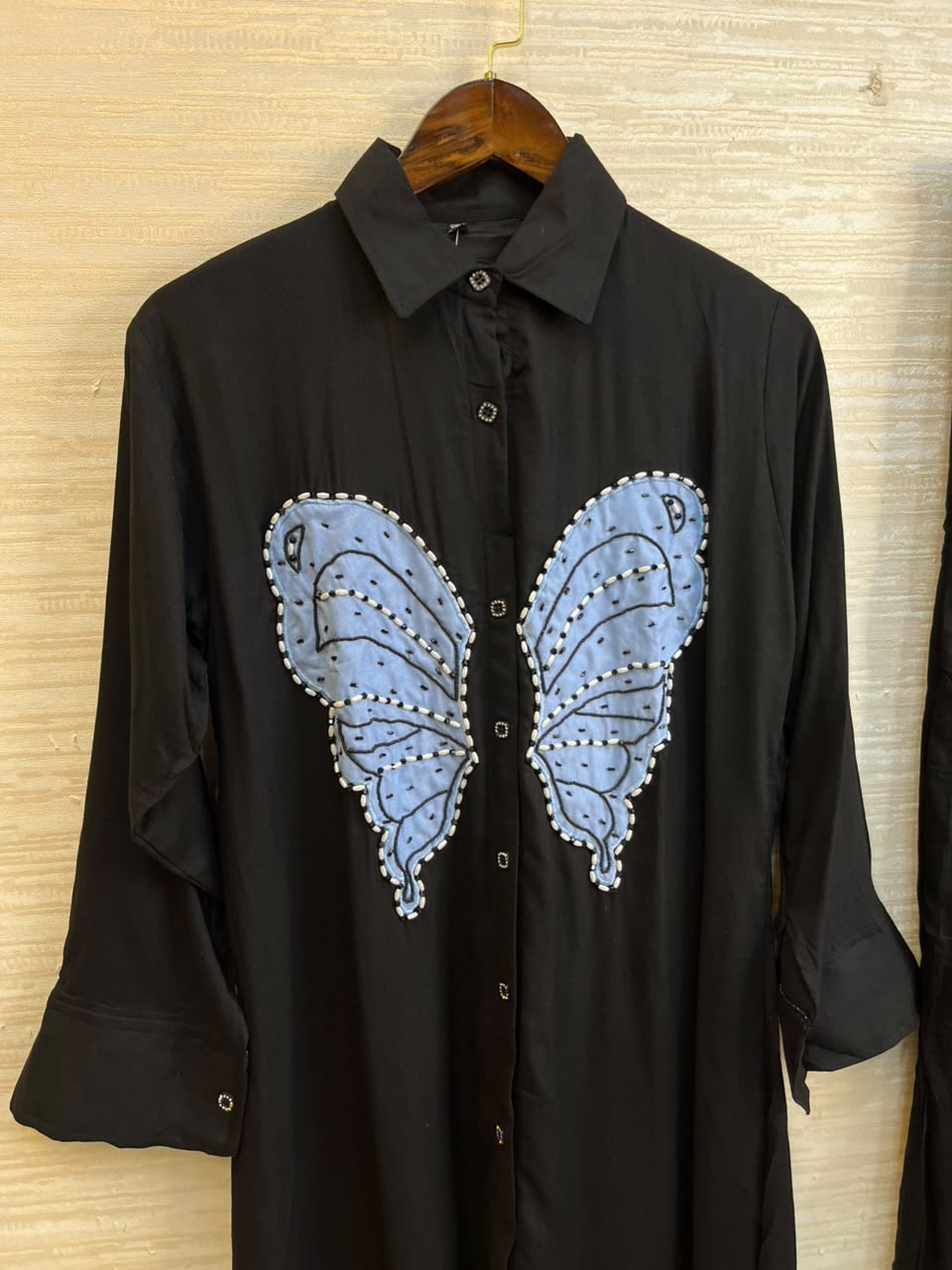 1190 Butterfly Linen Coord-Set - Black