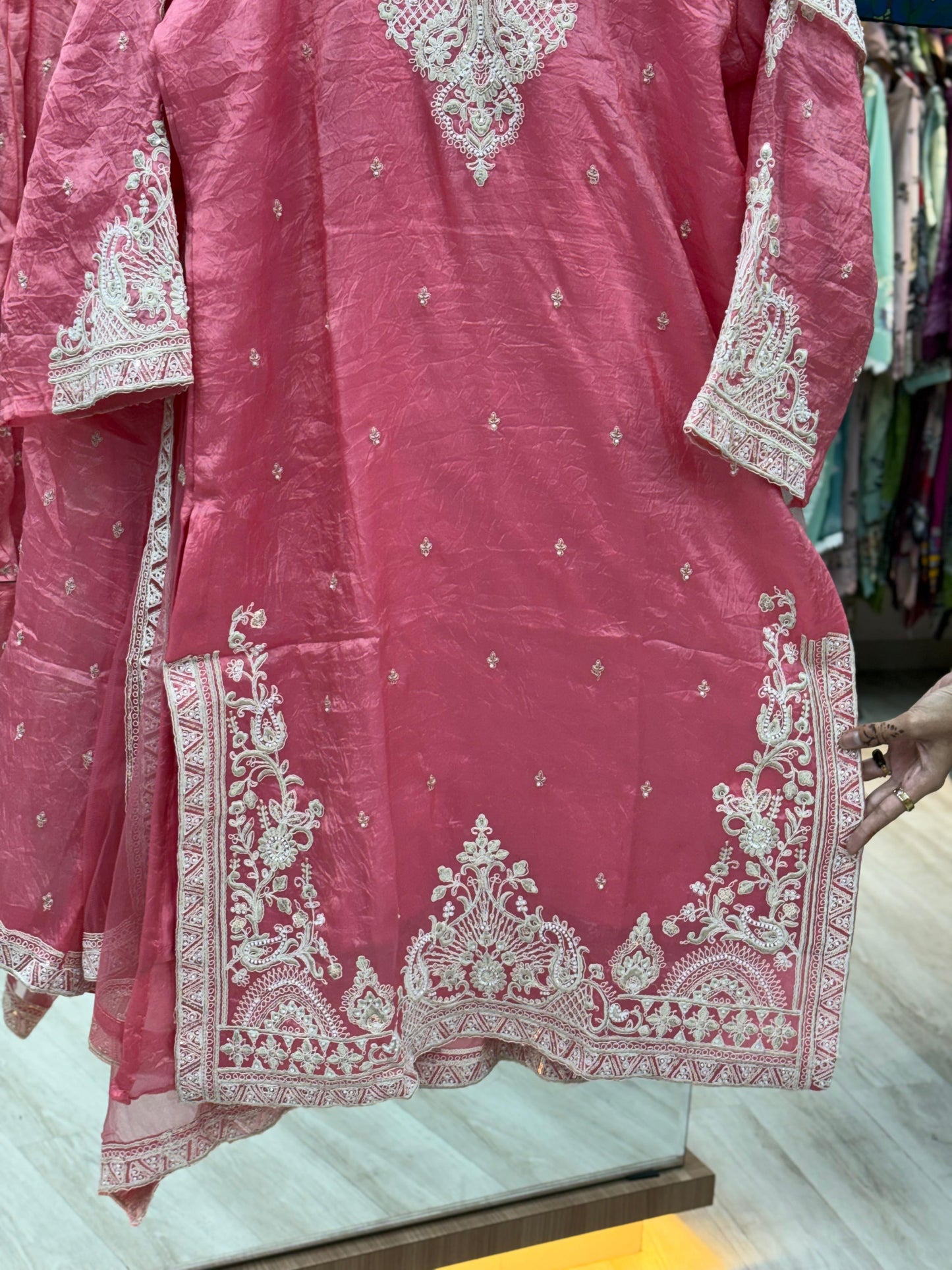 278 - Embroidery Sharara Set - Rose Pink