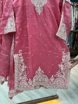 278 - Embroidery Sharara Set - Rose Pink