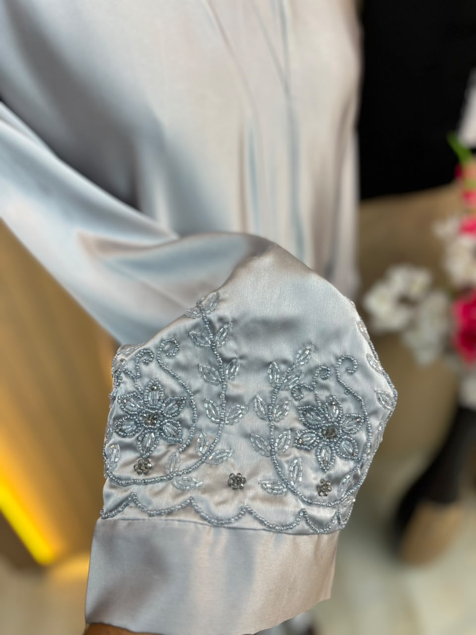 1122 The Premium Abaya - Ice Silver