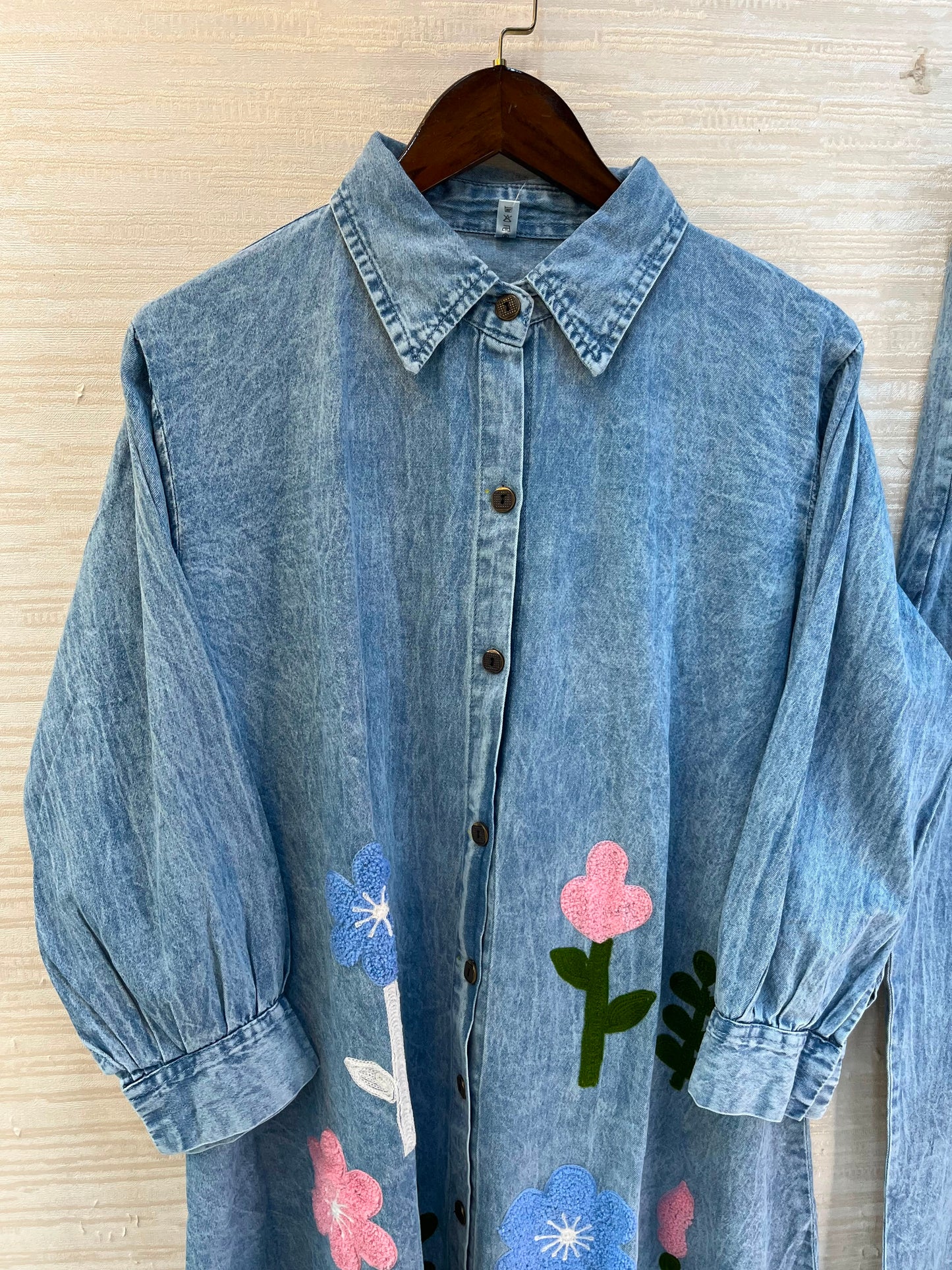1195 Denim Crochet Coord Set - Sky Blue