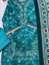 629 Premium Pakistani Lawn Suit - Navy Blue