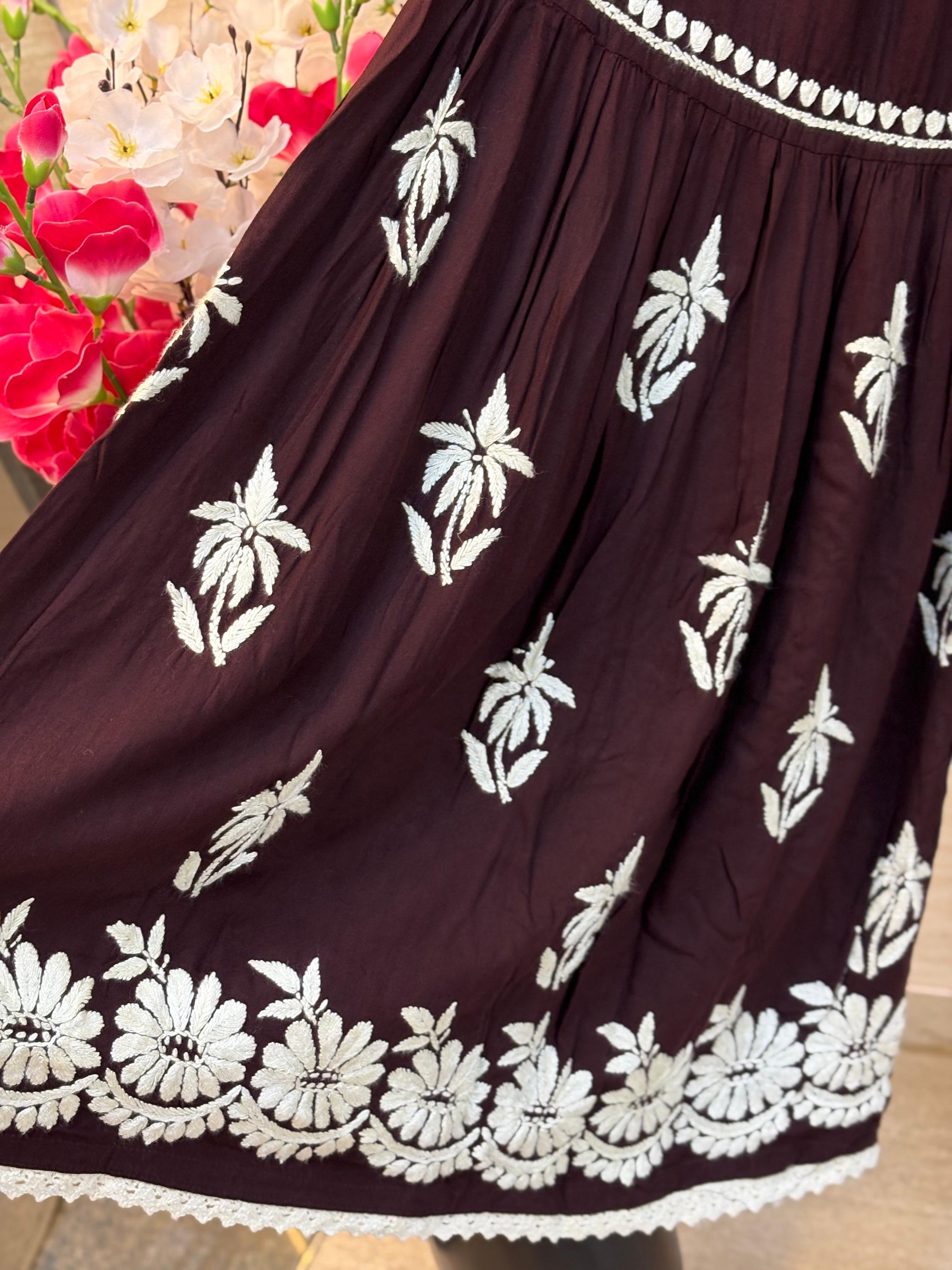 615 Lucknowi Gharara Set | Brown