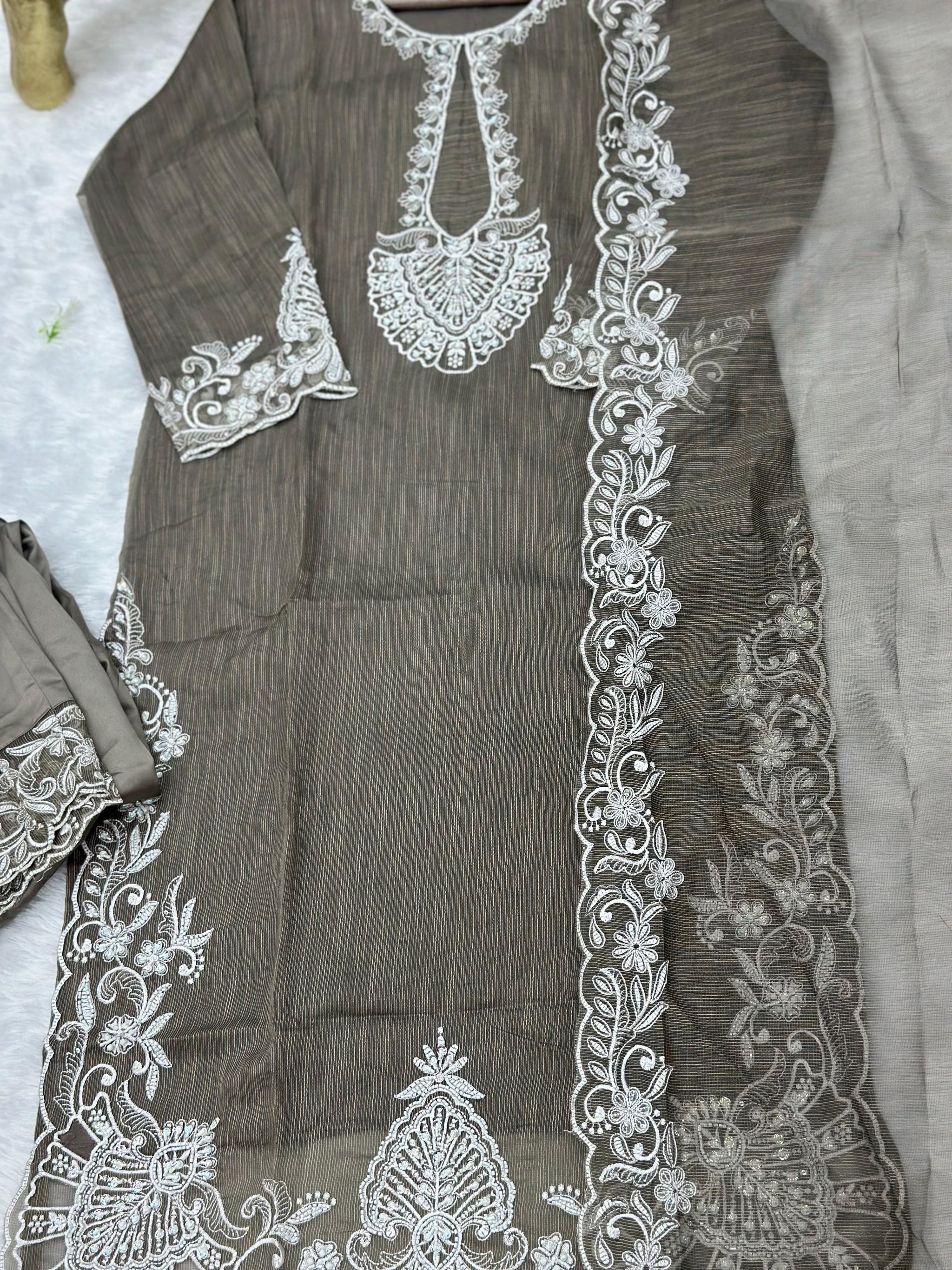 623 Premium Embroidered Pakistani Party Wear - Green