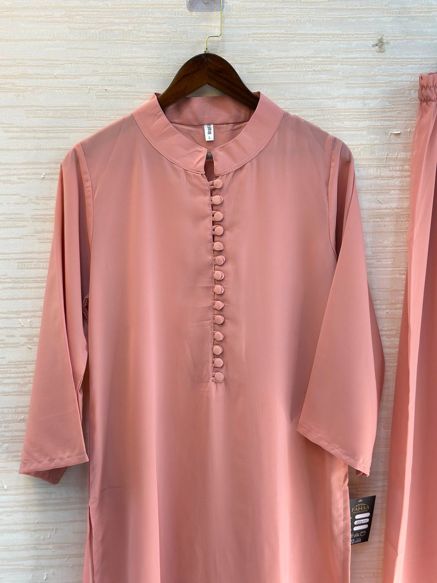 1062 Modest Mandarin Coord Set - Pink