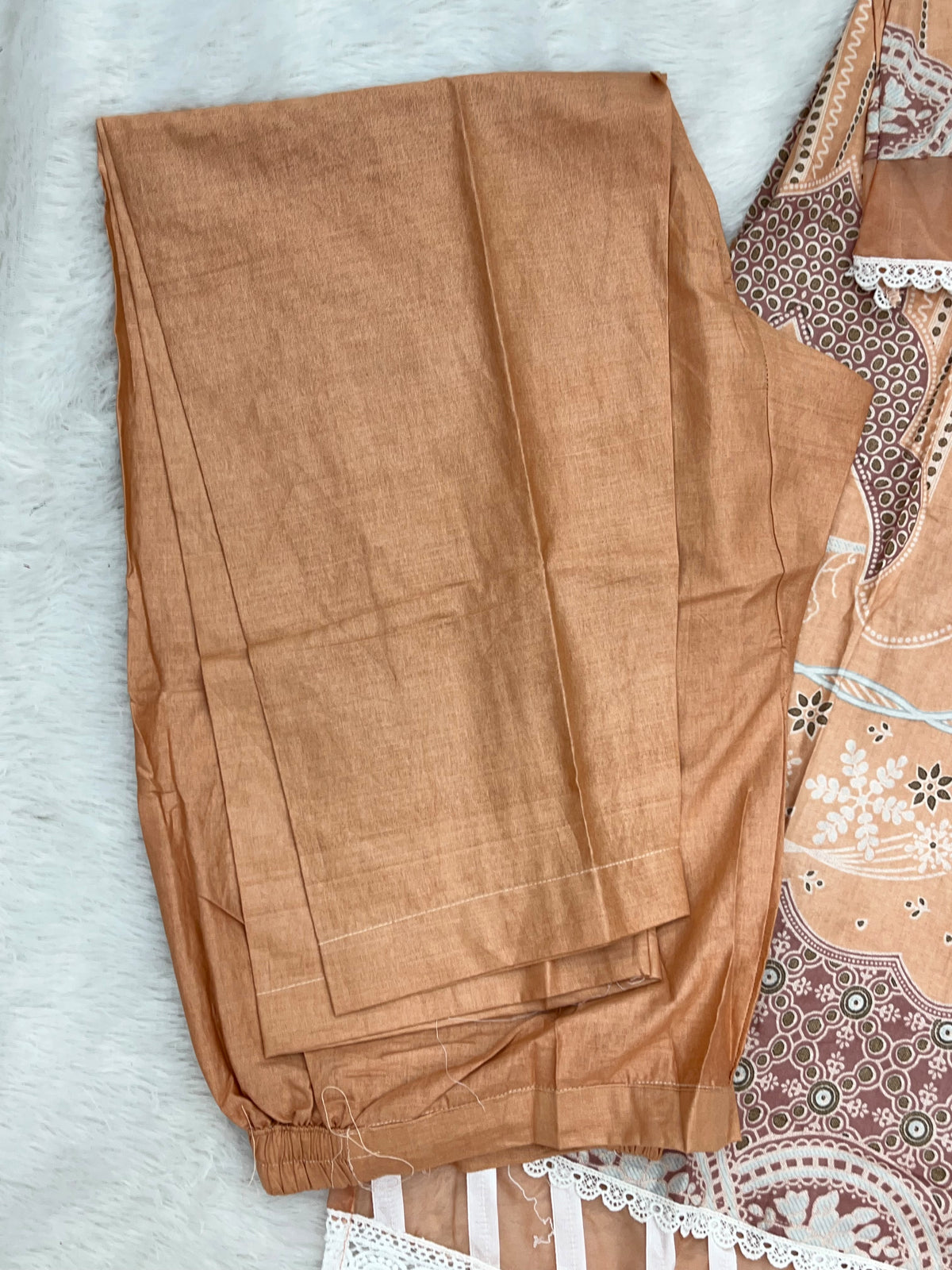 1451 Pakistani Embroidered Suit - Peach Brown
