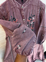 1210 Embroidered Denim Gown - Dusty Mauve