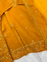 1204 Floral Hand-Work Partywear - Yellow