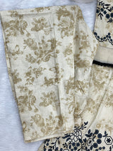 1451 Pakistani Embroidered Suit - Cream Beige