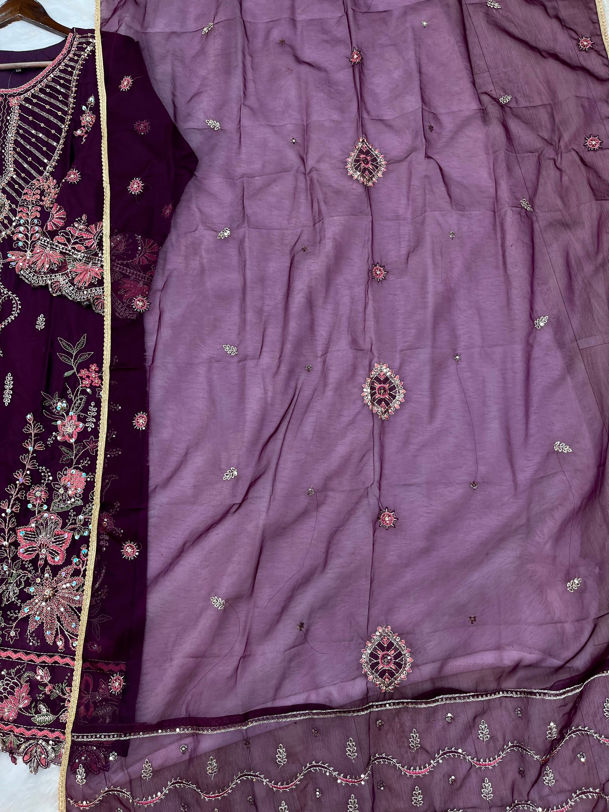 1146 Premium Pakistani Partywear - Burgundy