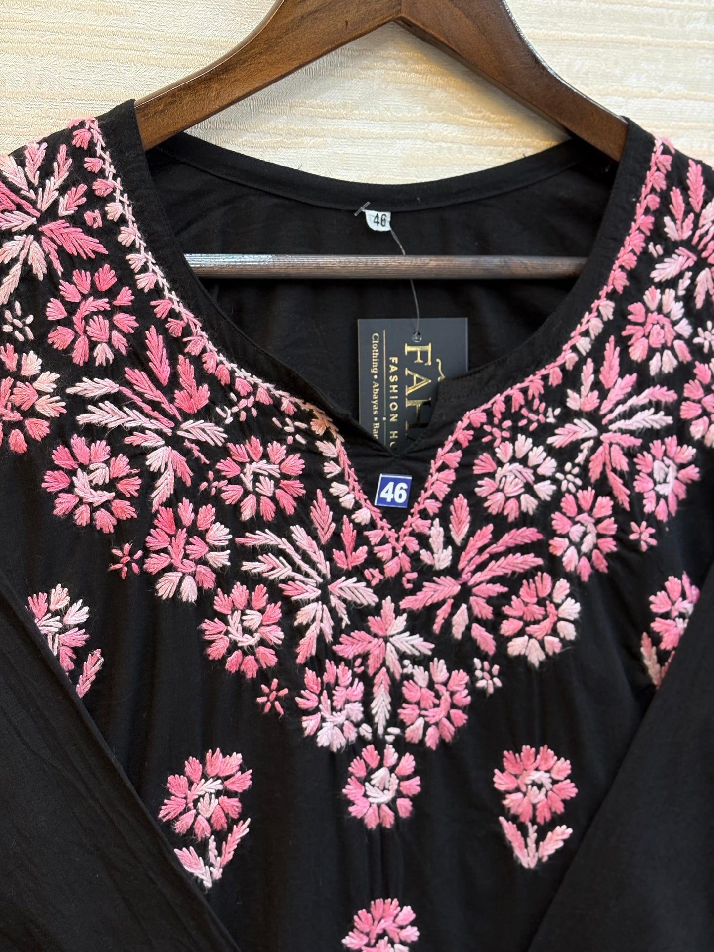 617 Lucknowi Short Kurti Set  Black - Peace