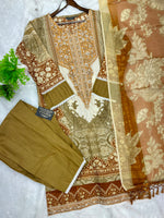 1212 Pakistani Lawn Suit - Rust Brown