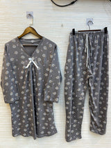 1447 Korean Bow Night Wear - Steel Grey