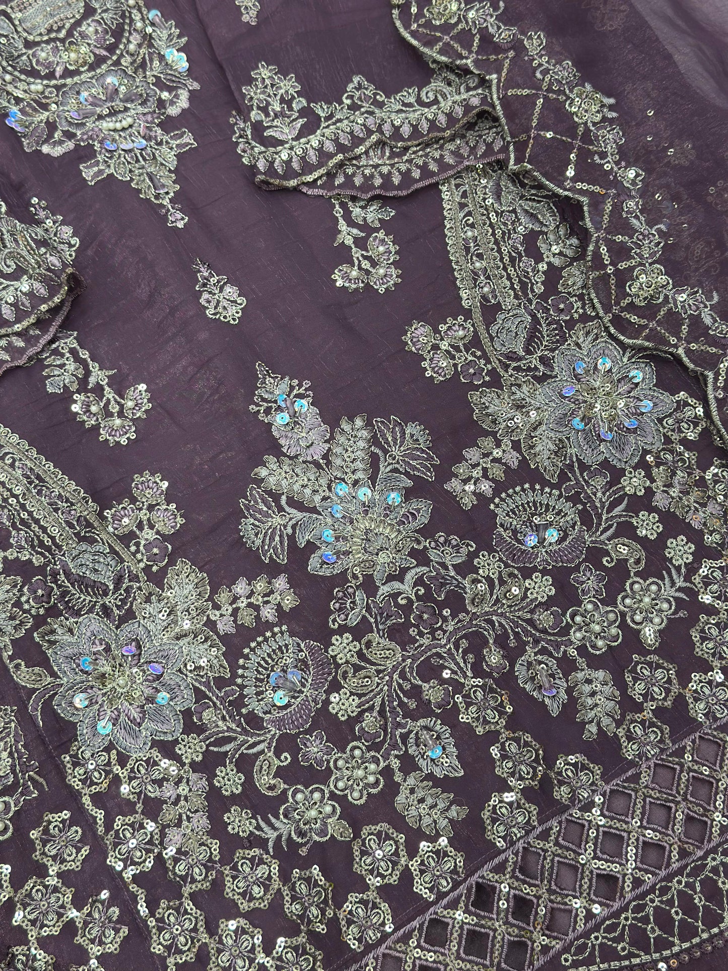 655 Pakistani Party-wear Gharara Set - Dusty Plum