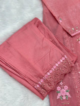 651 Pakistani Floral Party Wear Set - Dusty Rose