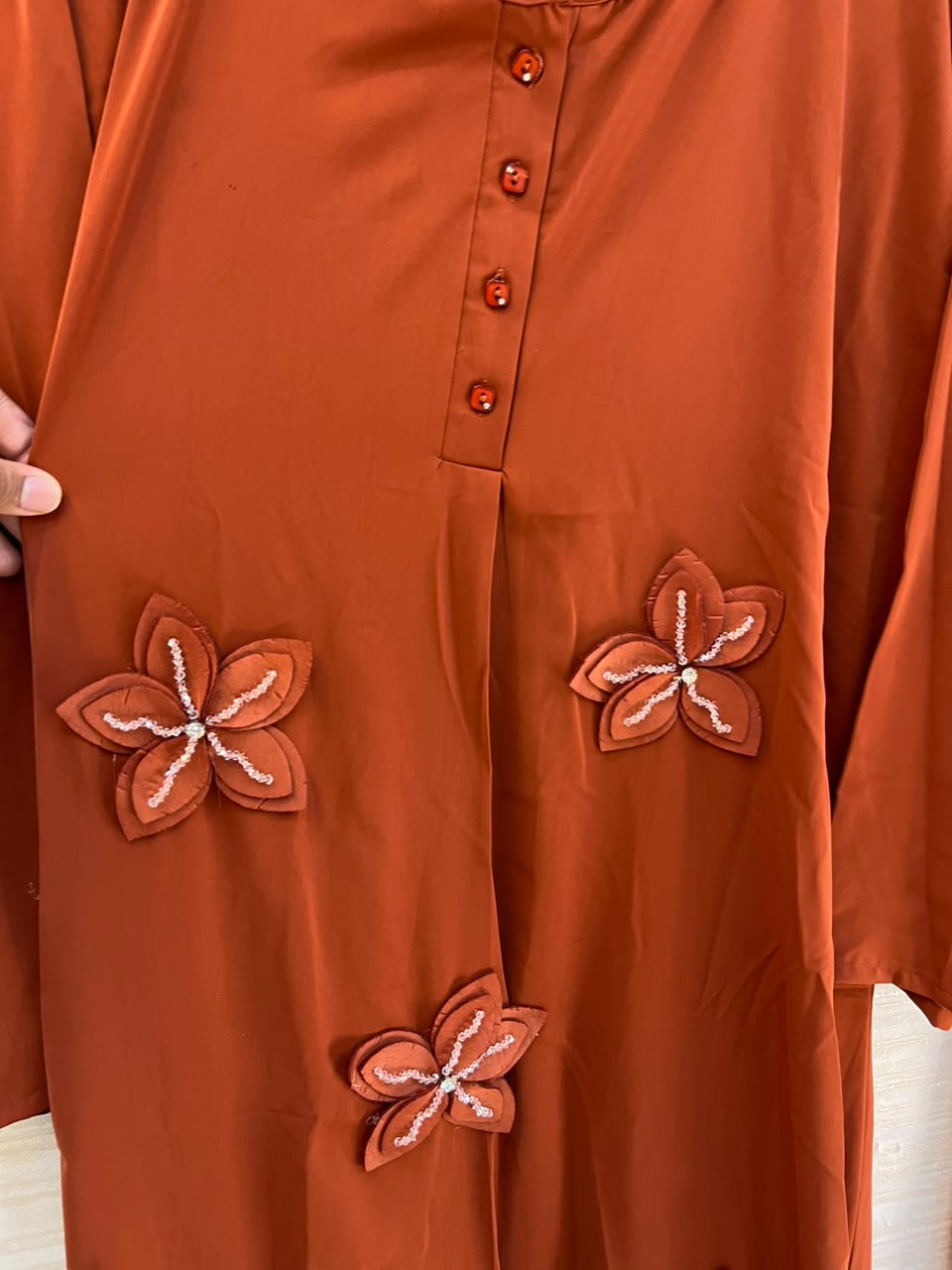 1202 Floral Patch Work Coord Set - Burnt Orange