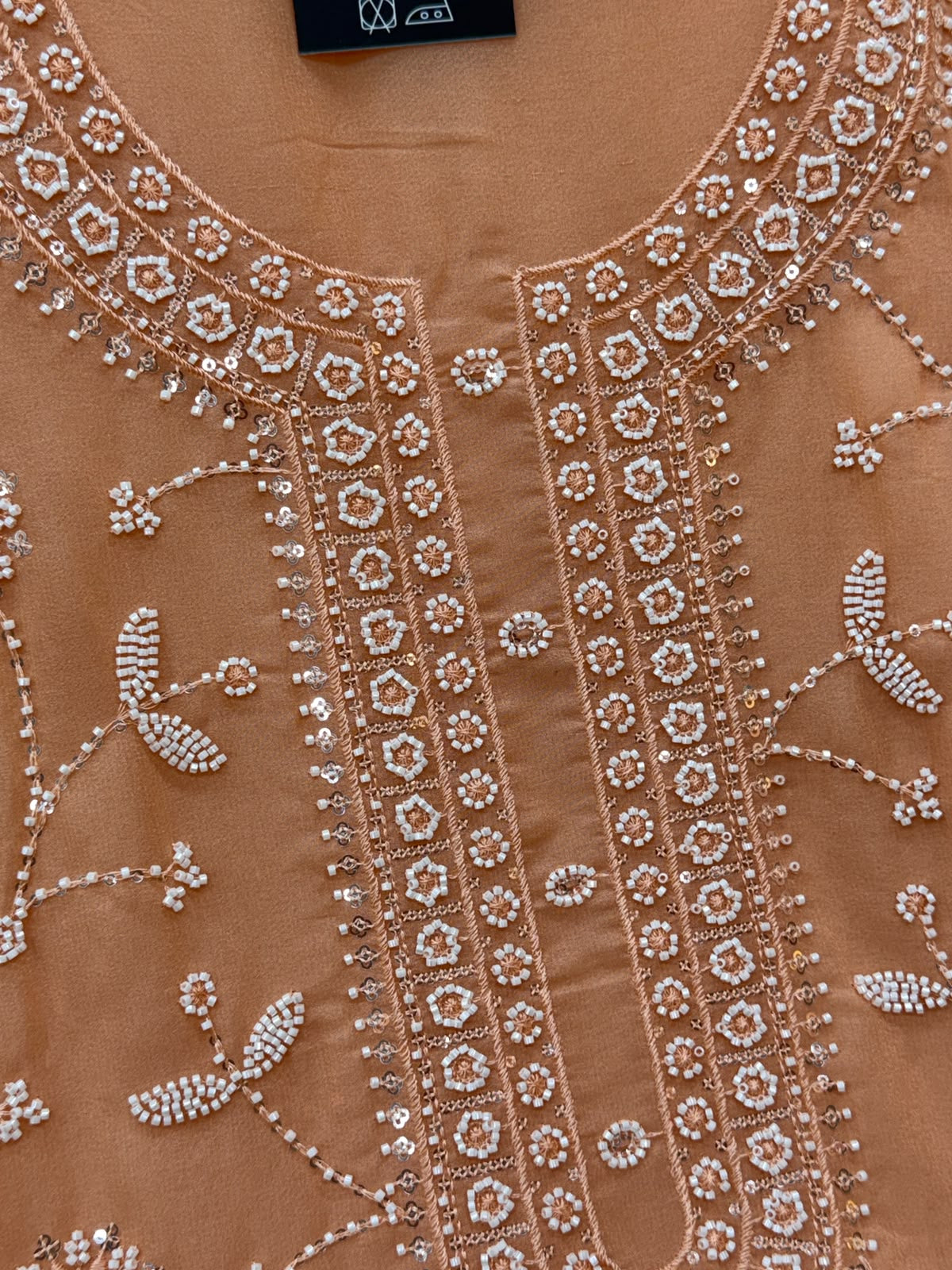 1452 Pakistani Unstitched Partywear - Peach