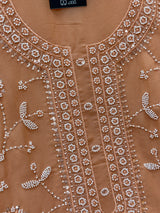 1452 Pakistani Unstitched Partywear - Peach