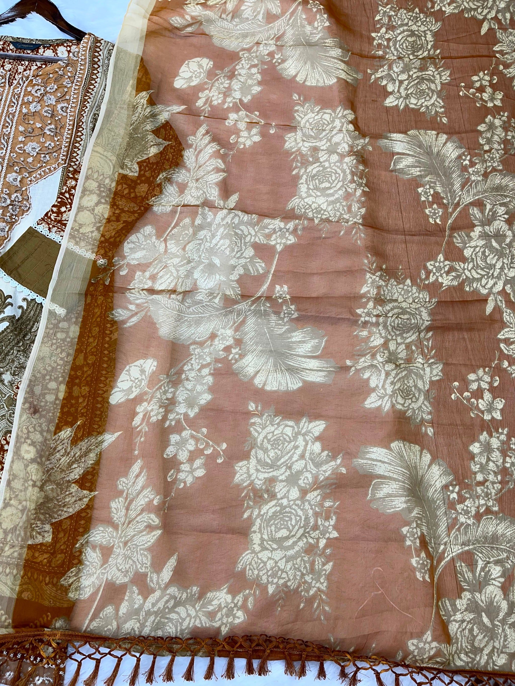 1212 Pakistani Lawn Suit - Rust Brown