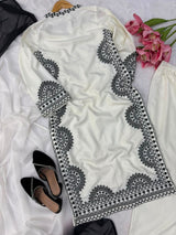 1338 Pakistani Embroidered Coord Set - White