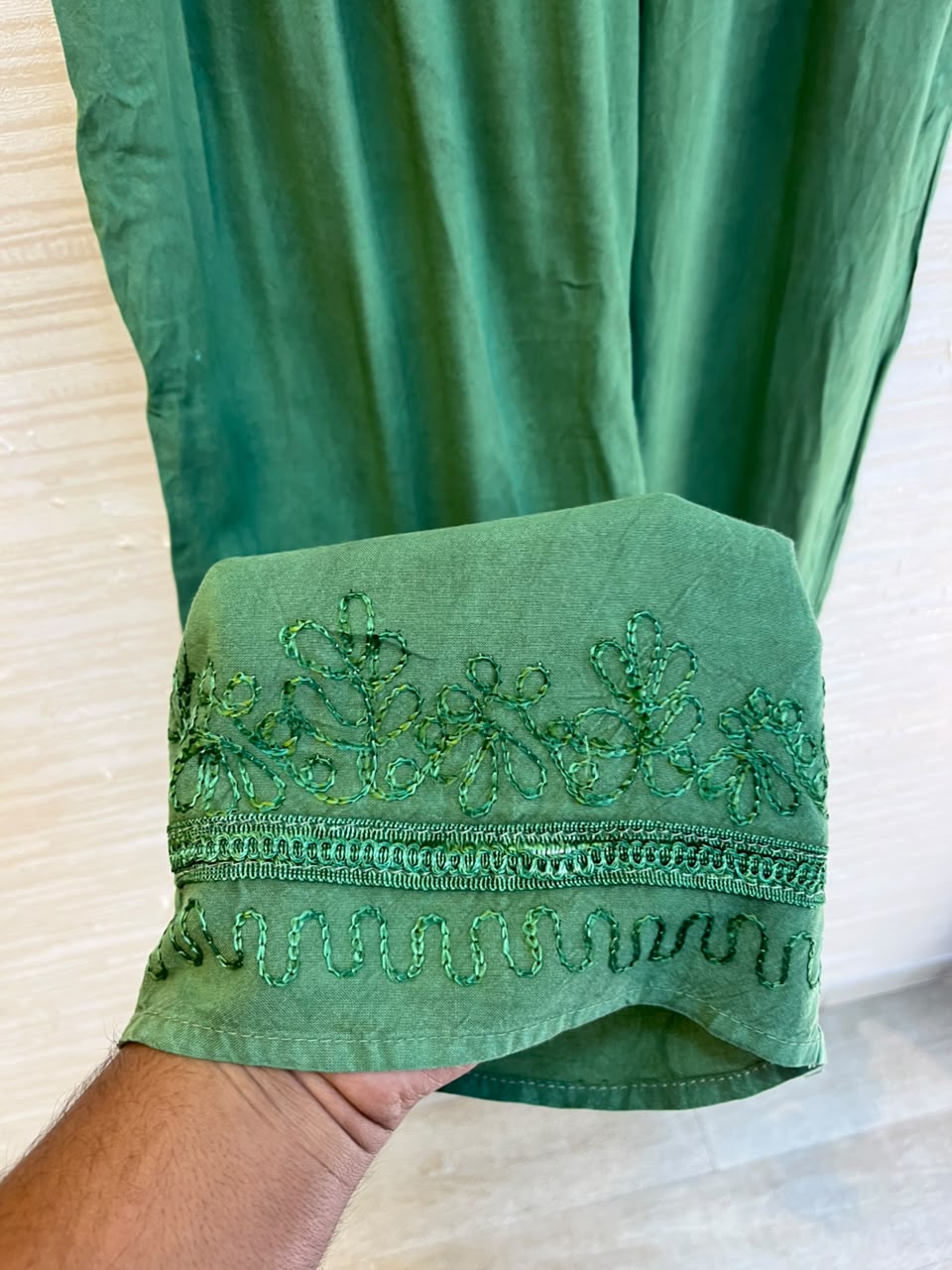 1205 Kashmiri Embroidered Coord Set - Parrot Green