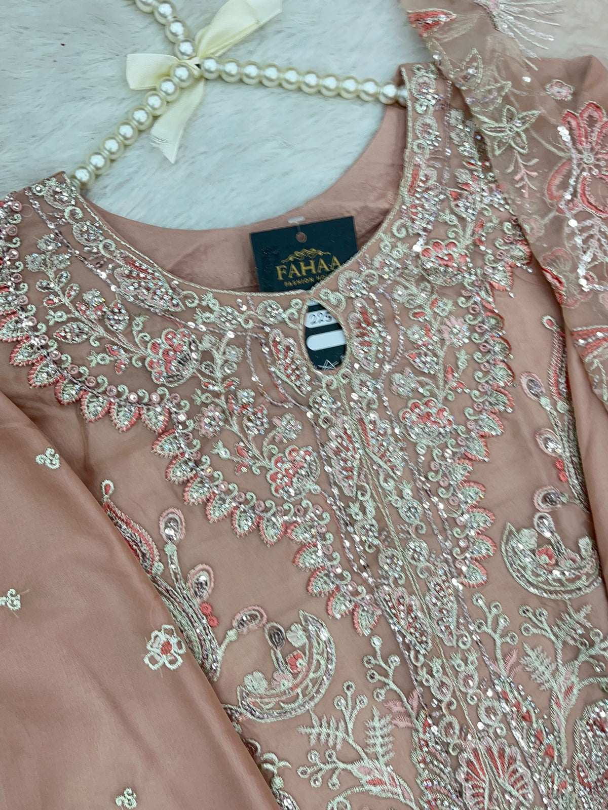 1430 Heavy Pakistani Partywear - Peachy Pink