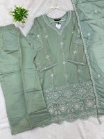 1428 Heavy Pakistani Partywear - Greyish Olive