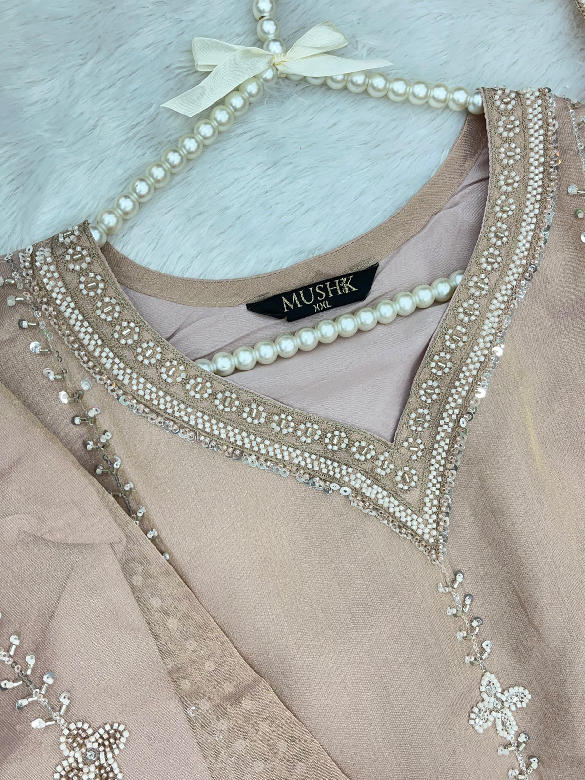 1428 Heavy Pakistani Partywear - Nude Peach