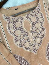 1451 Pakistani Embroidered Suit - Peach Brown