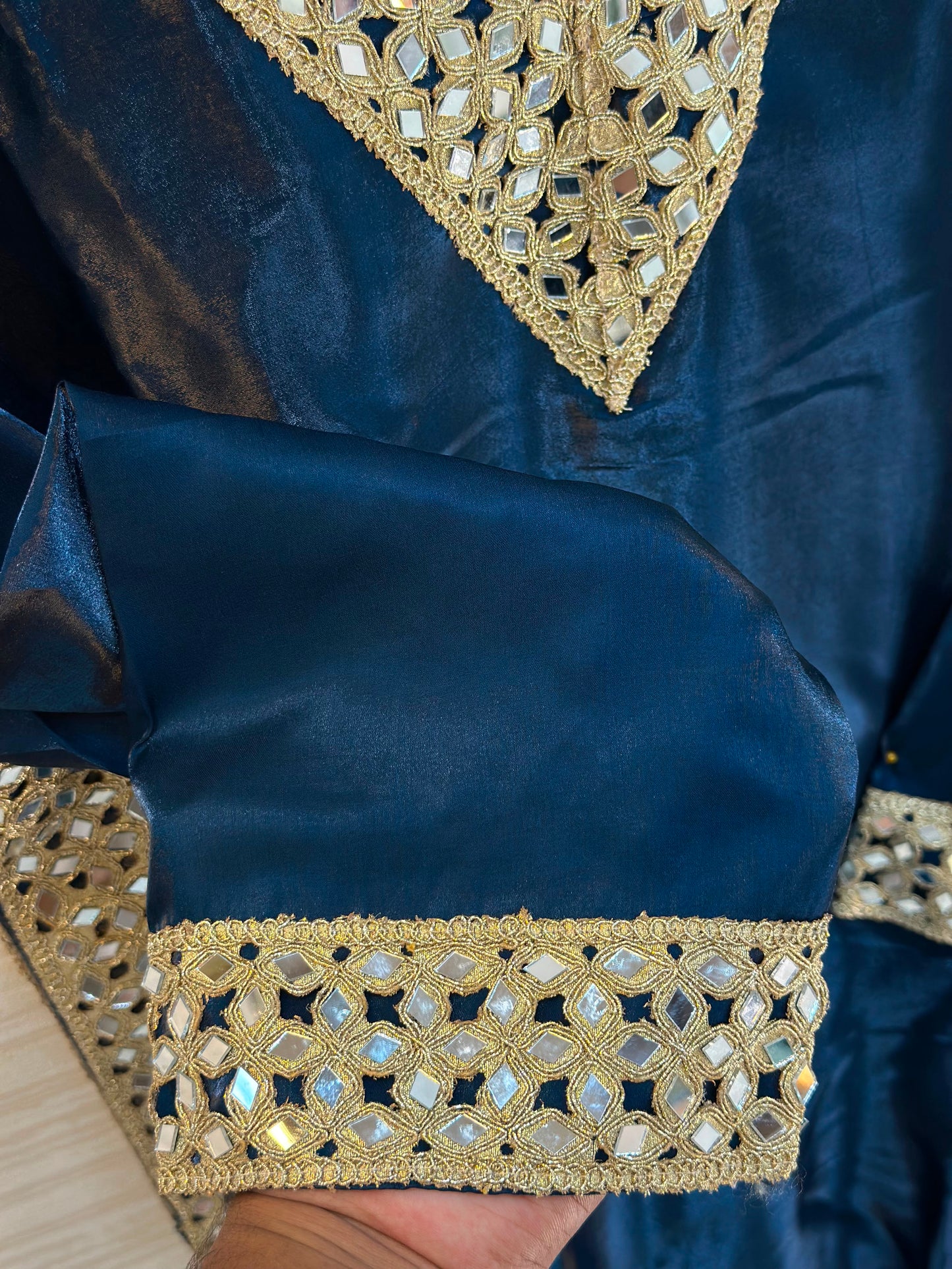 1204 Floral Hand-Work Partywear - Midnight Blue