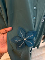 1202 Floral Patch Work Coord Set - Sage Green