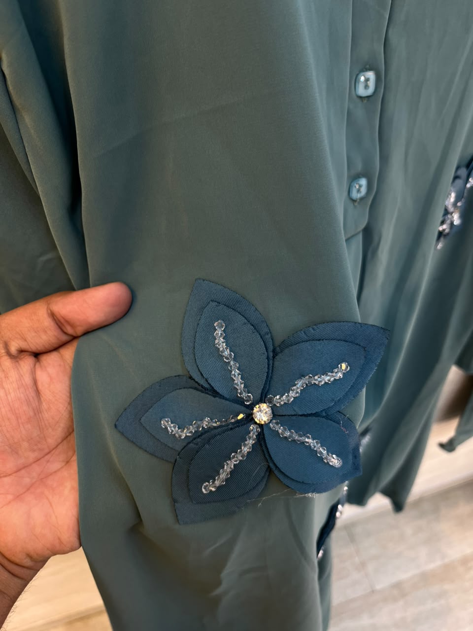 1202 Floral Patch Work Coord Set - Sage Green