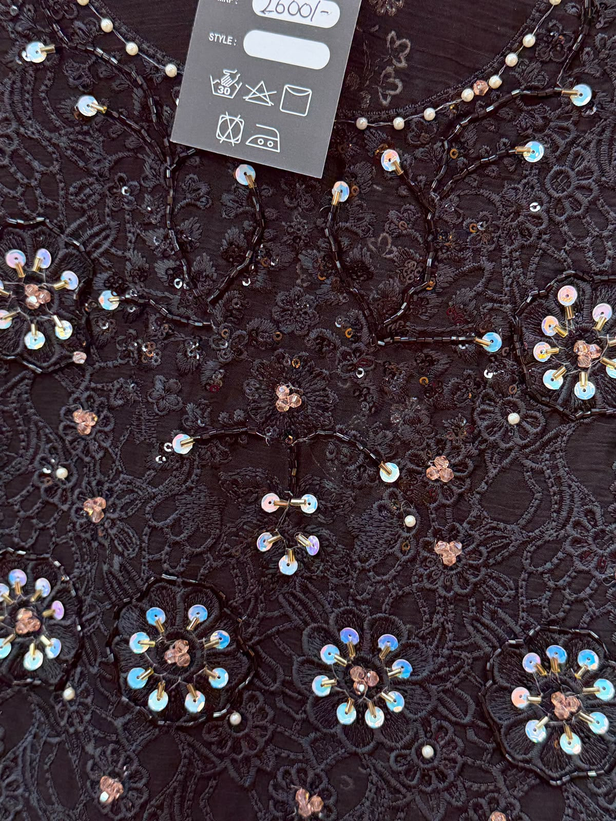 1442 Motifz Unstitched Partywear - Black