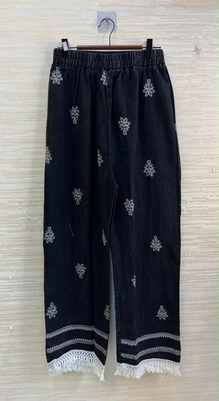 1189 Embroidered Denim Coordset - Black