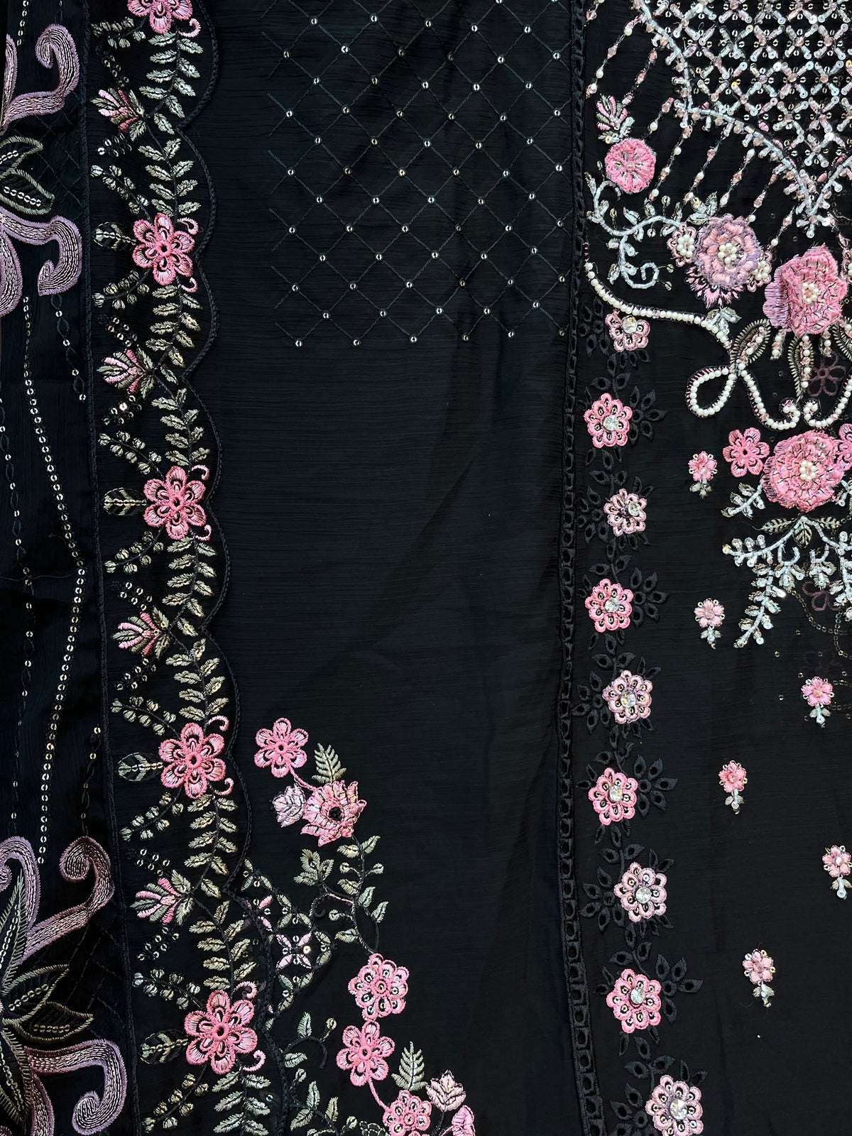 1487 Pakistani Unstitched Party Wear - Black