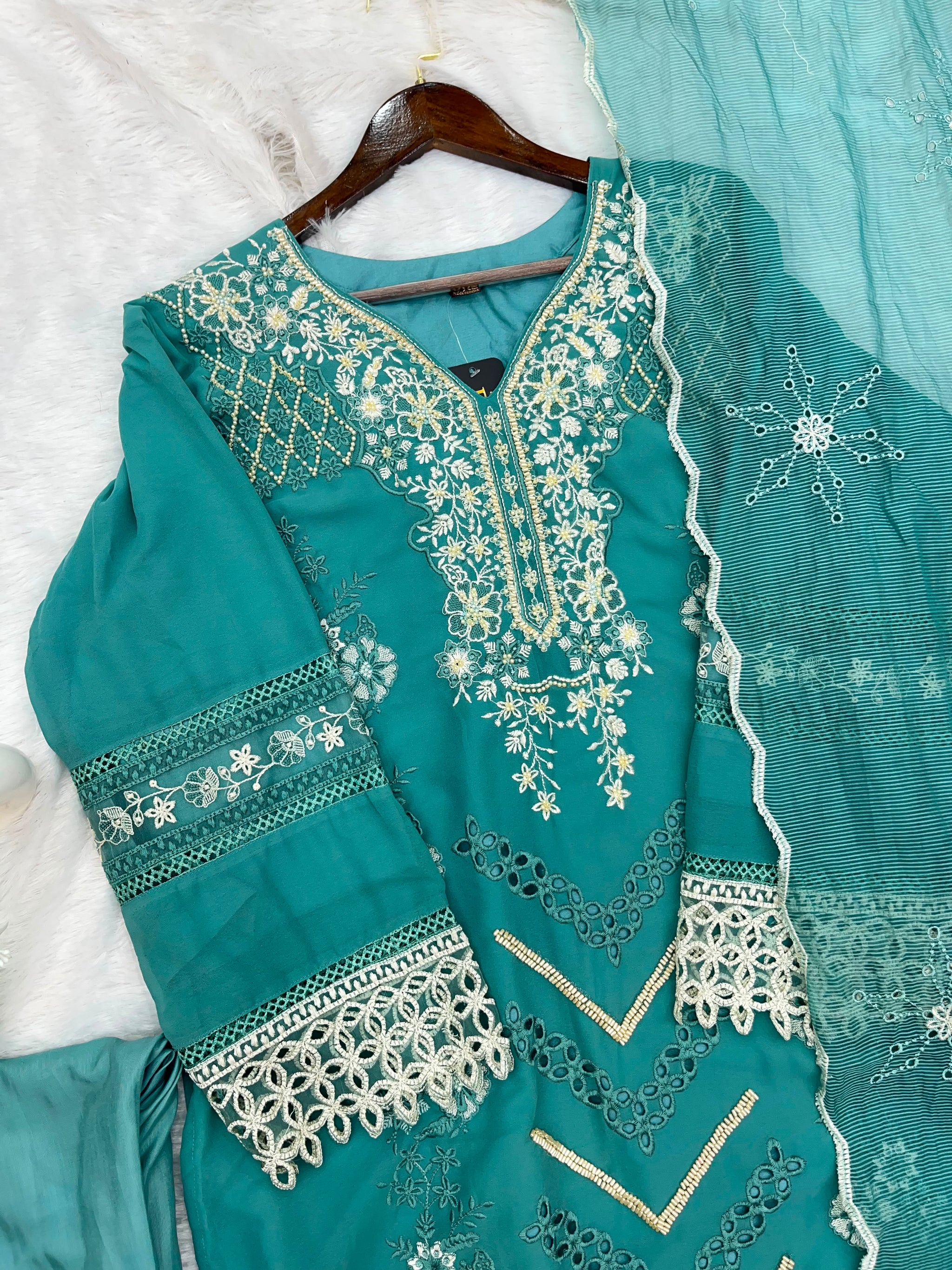 1145 Premium Pakistani Partywear - Sea Green