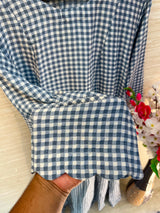1209 Korean Gingham Gown - Denim Blue
