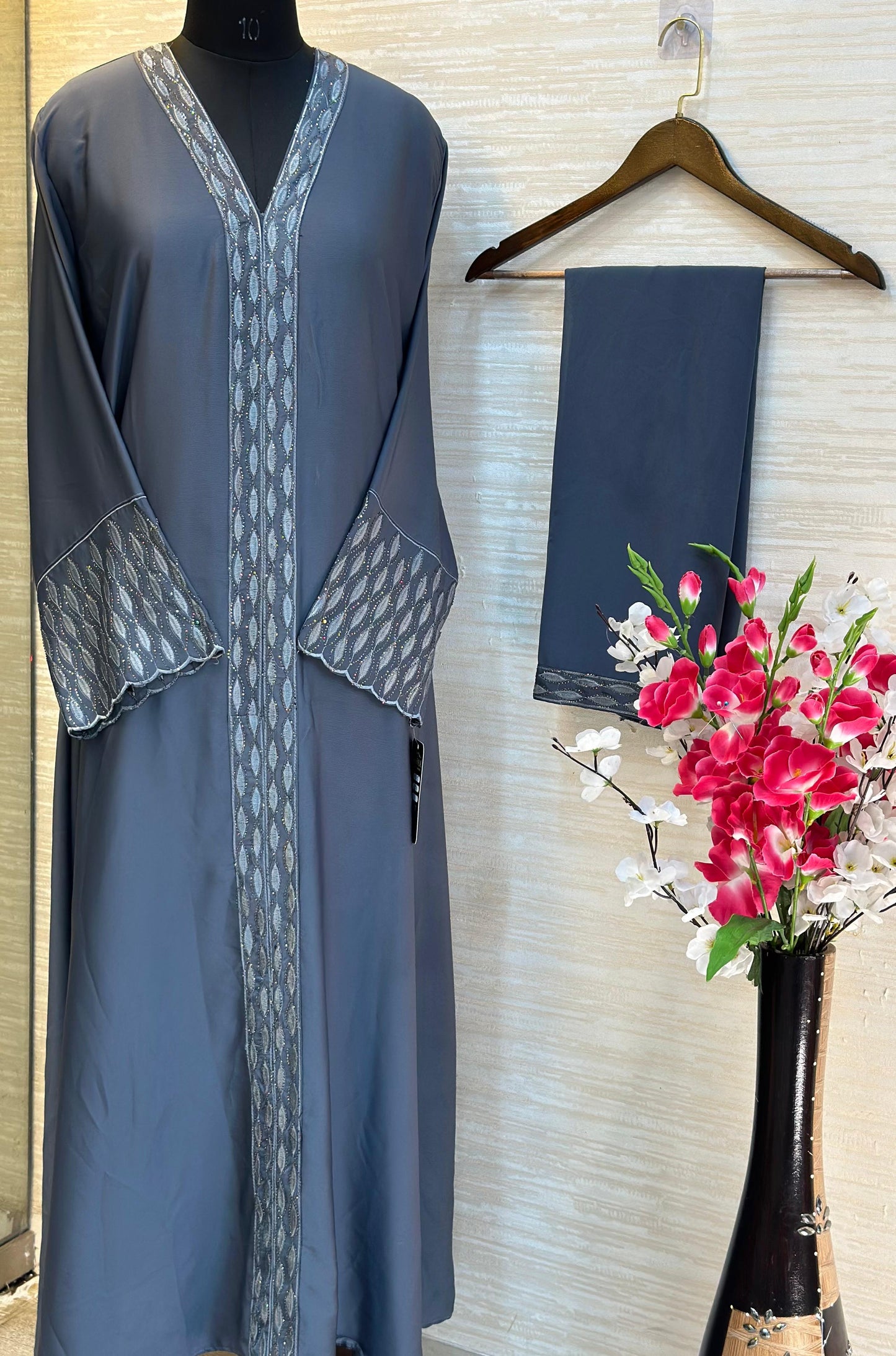 1113 The Premium Abaya - Steel Gray