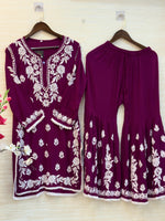 615 Lucknowi Gharara Set | Purple