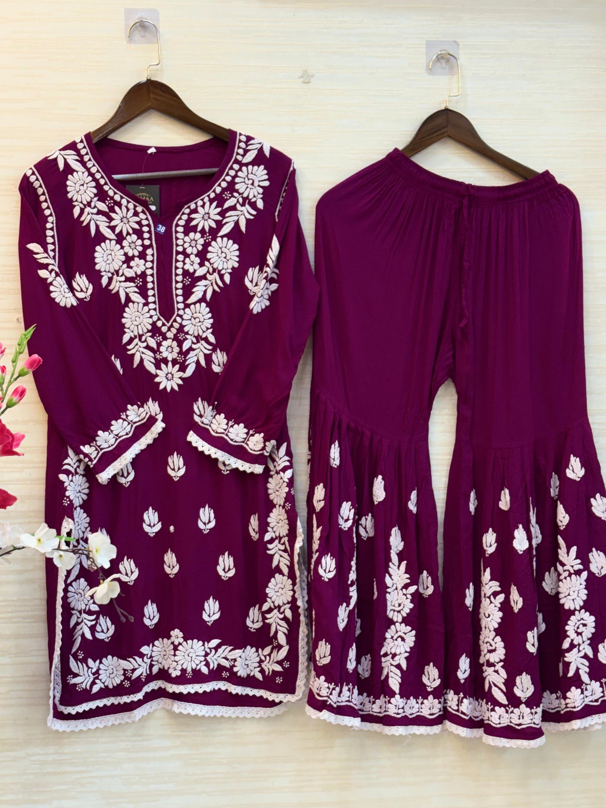 615 Lucknowi Gharara Set | Purple