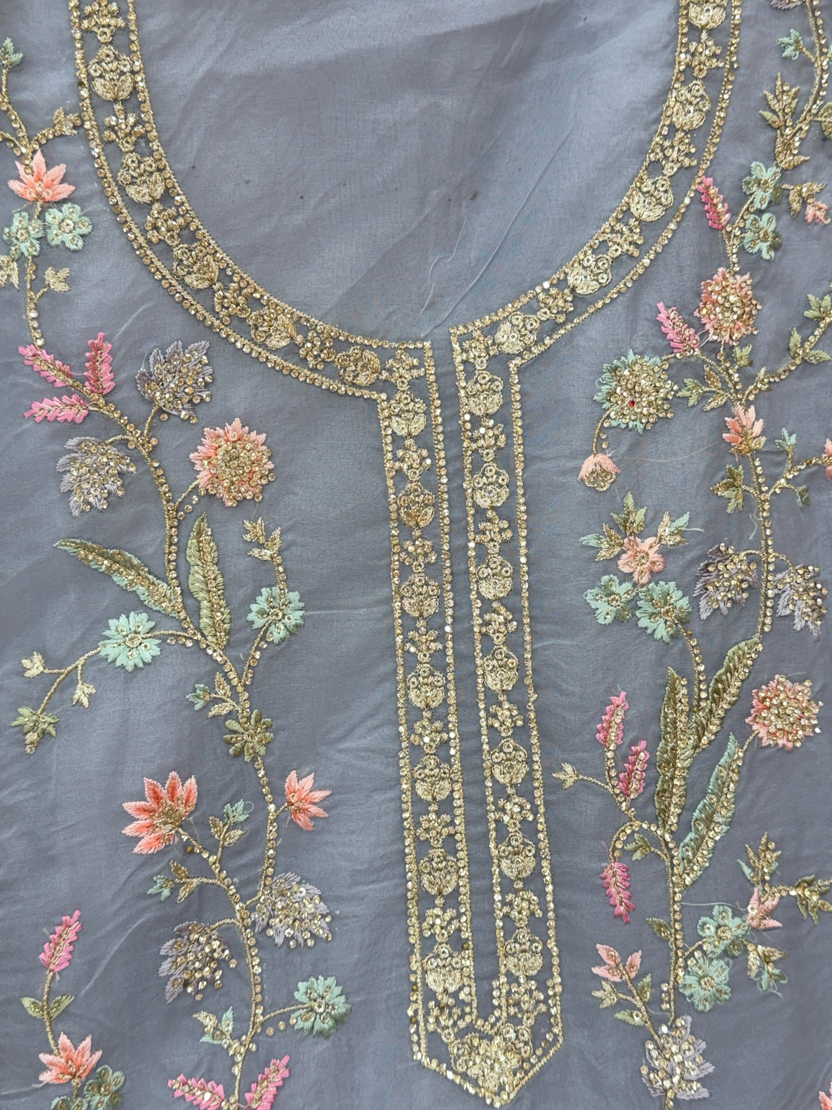 1453 Pakistani Unstitched Partywear - Aqua