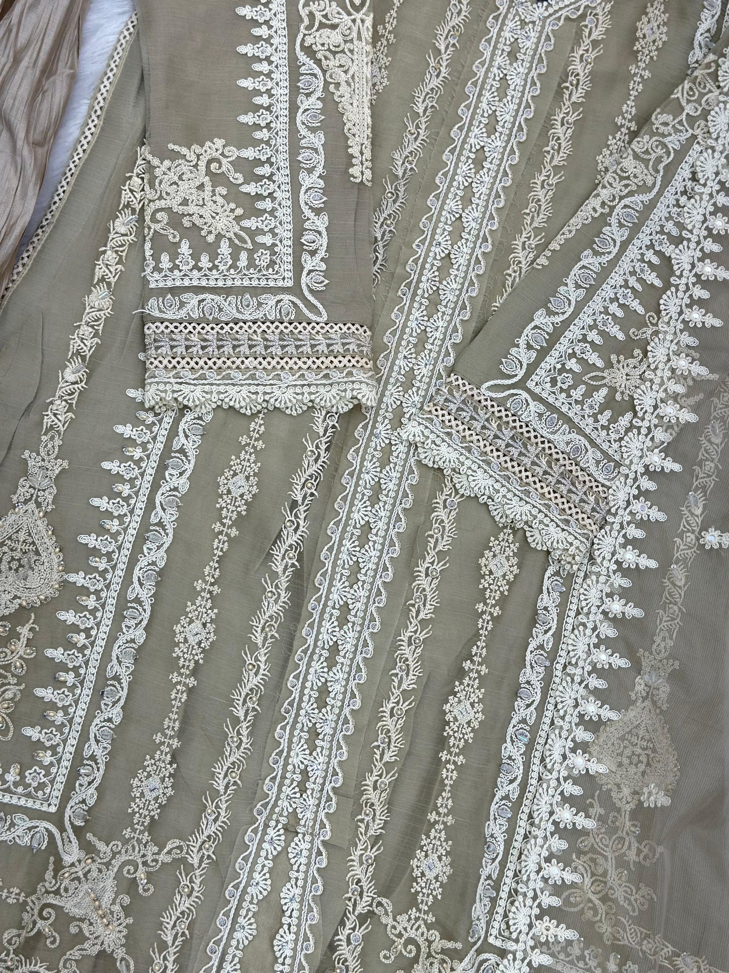 857 Readymade Mushk A-Line Sharara Set - Ivory