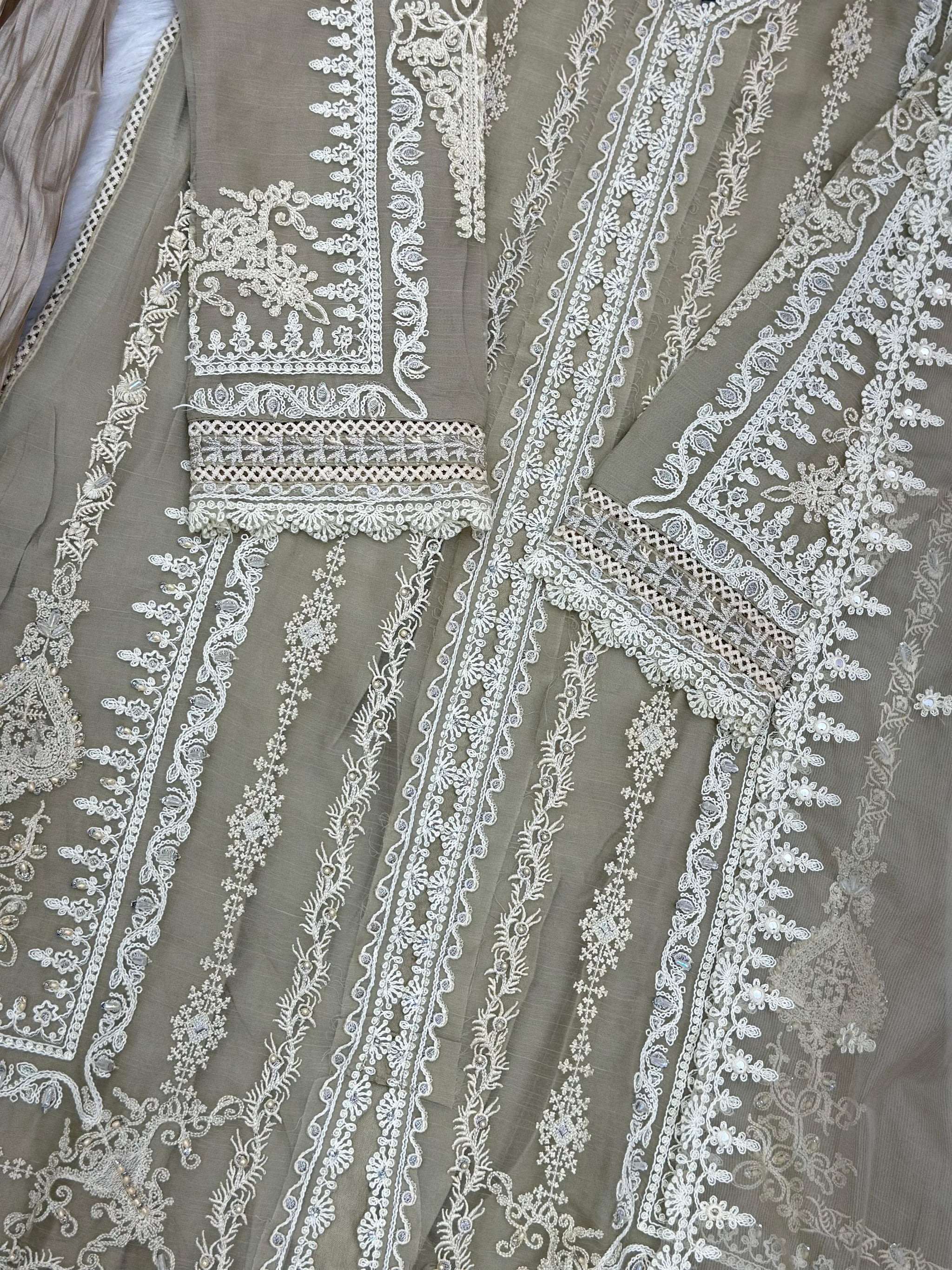 857 Readymade Mushk A-Line Sharara Set - Ivory