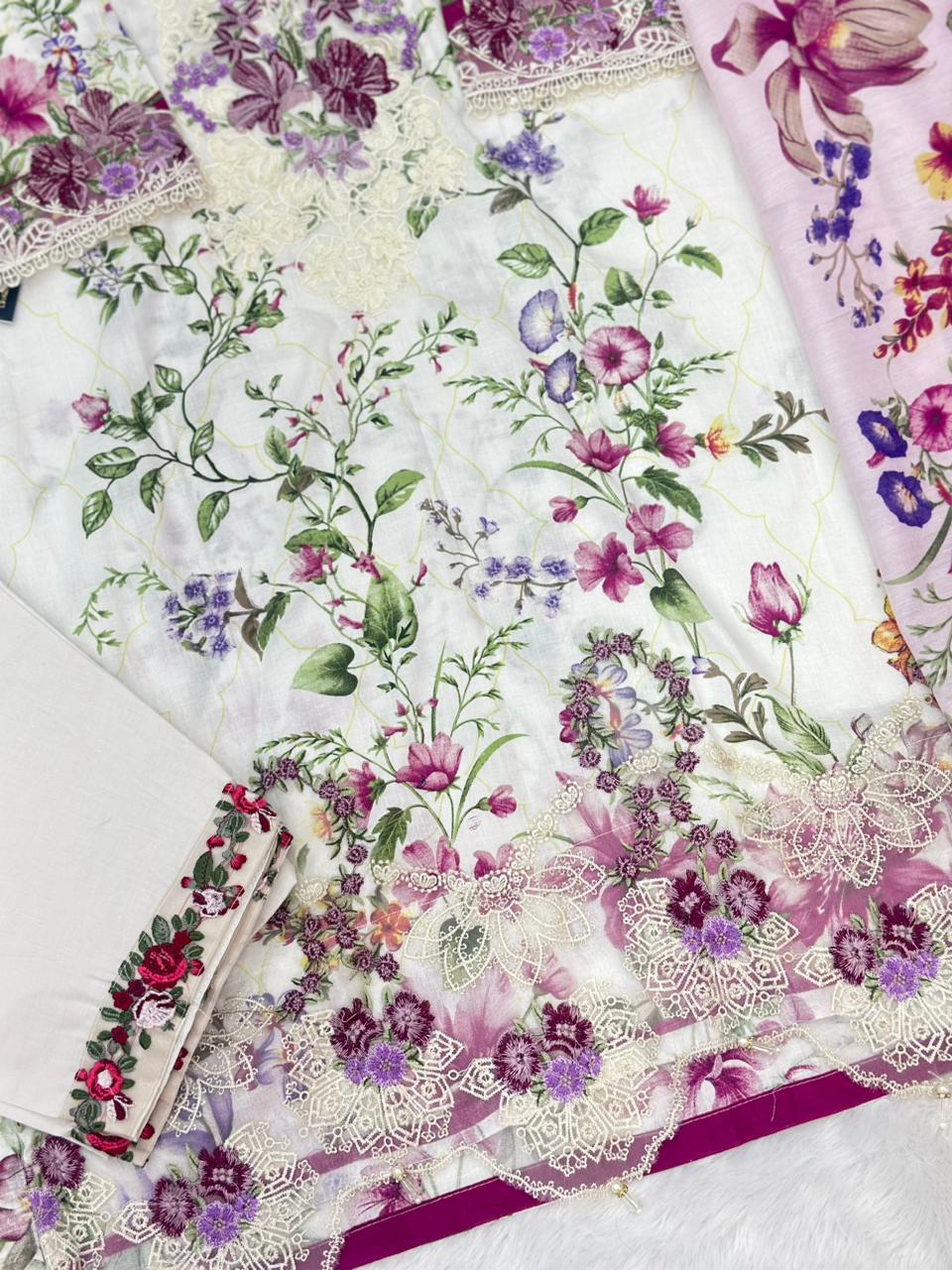 747 Readymade Elaf Pakistani Floral Printed Lawn Suit - Cotton